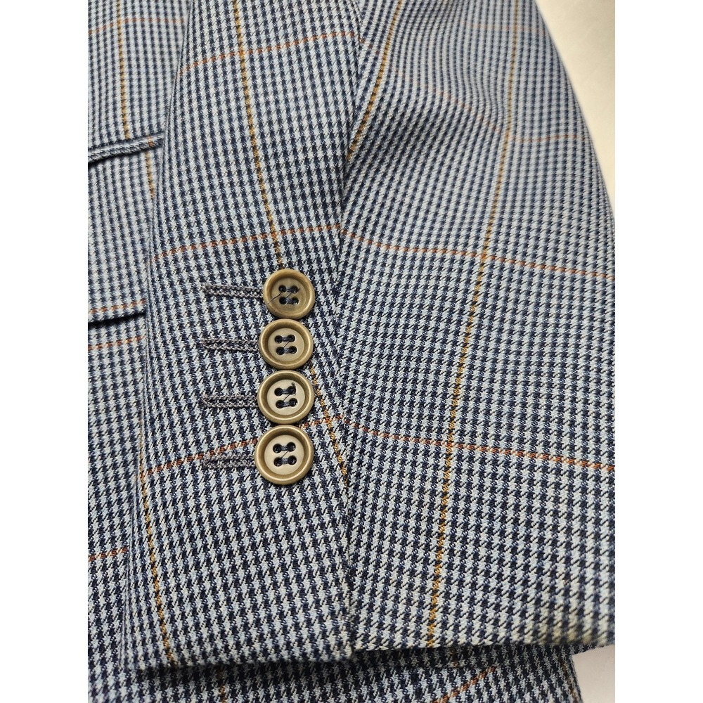 Canali Blazer Mens 54R Blue Plaid Wool Sport Coat Made In Italy Saks Fifth - Picture 2 of 16